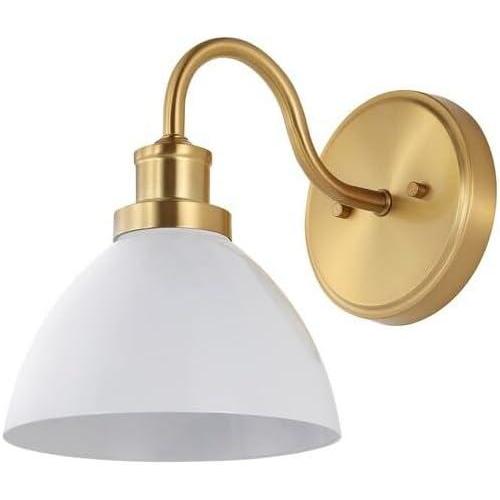 image:imageSAFAVIEH Lighting Collection Genetta GoldWhite Shade Dome Single Wall Sconce