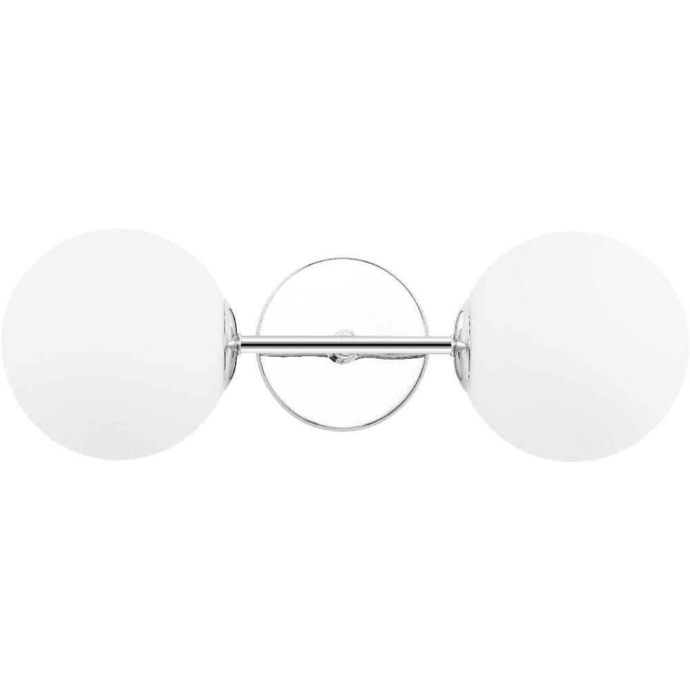 image:imageSAFAVIEH Lighting Collection Hymn Chrome 2light Globe Wall Sconce Light Fixture Ideal for Bathroom Entryway Vanity Foyer Hallway Living Room LED Bulbs IncludedChrome