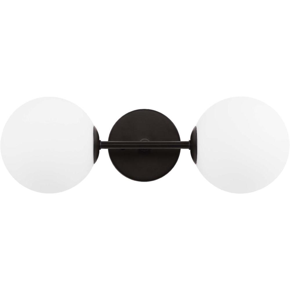 image:imageSAFAVIEH Lighting Collection Hymn Chrome 2light Globe Wall Sconce Light Fixture Ideal for Bathroom Entryway Vanity Foyer Hallway Living Room LED Bulbs IncludedBlack