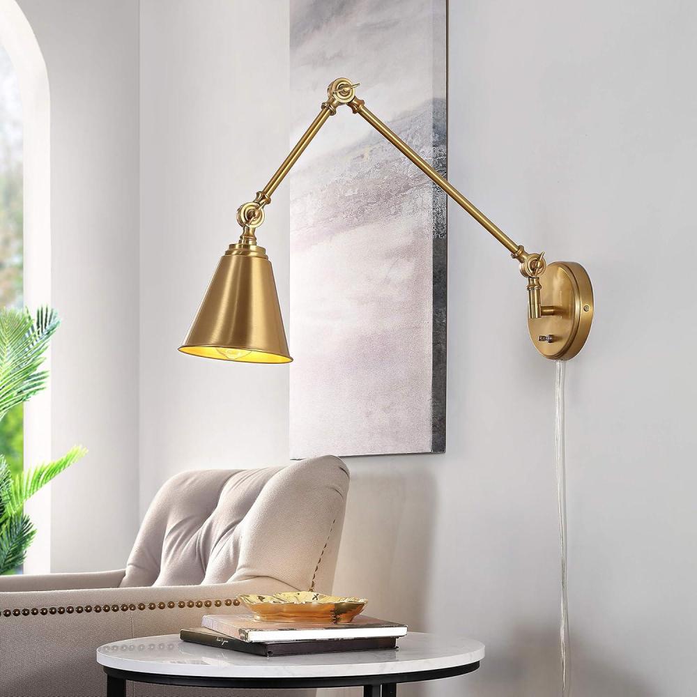 image:imageSAFAVIEH Lighting Collection Kensley Brass Wall Sconce LED Bulb Included SCN4067BBrass