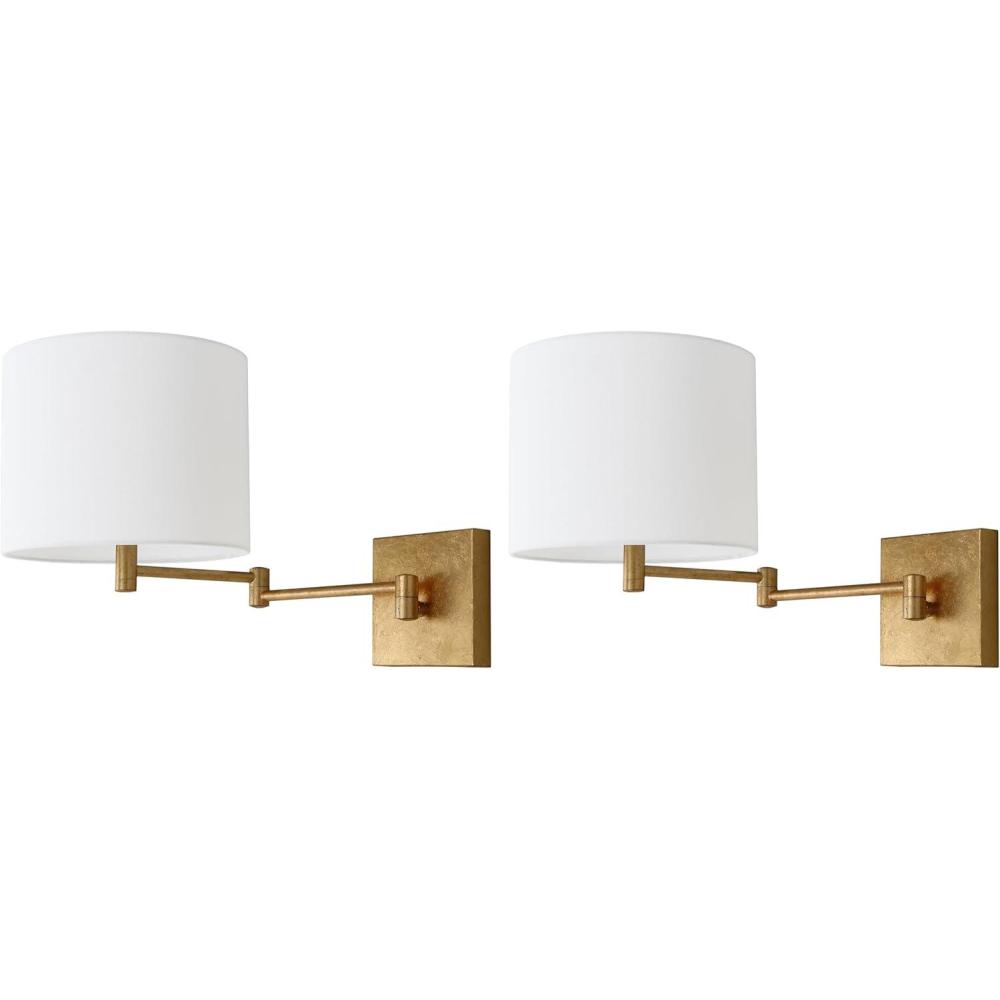 image:imageSAFAVIEH Lighting Collection Lillian Modern Contemporary Chrome Bedroom Bathroom Vanity Hallway Foyer Living Room Wall Sconce Set of 2 LED Bulbs IncludedGold Leaf