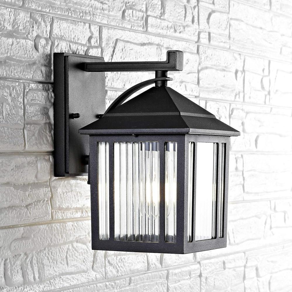 image:imageSAFAVIEH PLT4009A Lighting Ranzi Black Wall LED Bulb Included Outdoor Lantern
