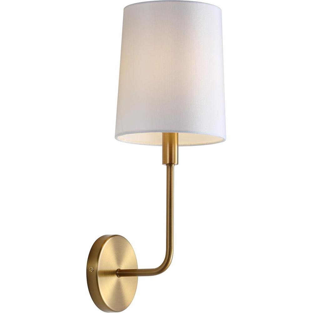 image:imageSAFAVIEH SCN4014A Lighting Jaxson Brass Gold Wall LED Bulb Included Sconce