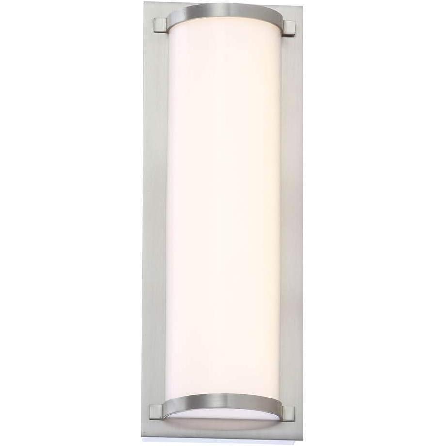 image:imageSAFAVIEH SCN4038A Lighting Luka Brush Nickel and White Vanity Bar Bathroom LED Bulb Included Sconce