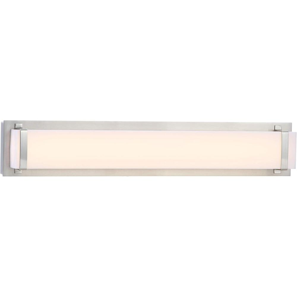 image:imageSAFAVIEH SCN4041A Lighting Gannon Brush Nickel and White Vanity Bar Bathroom LED Bulb Included Sconce