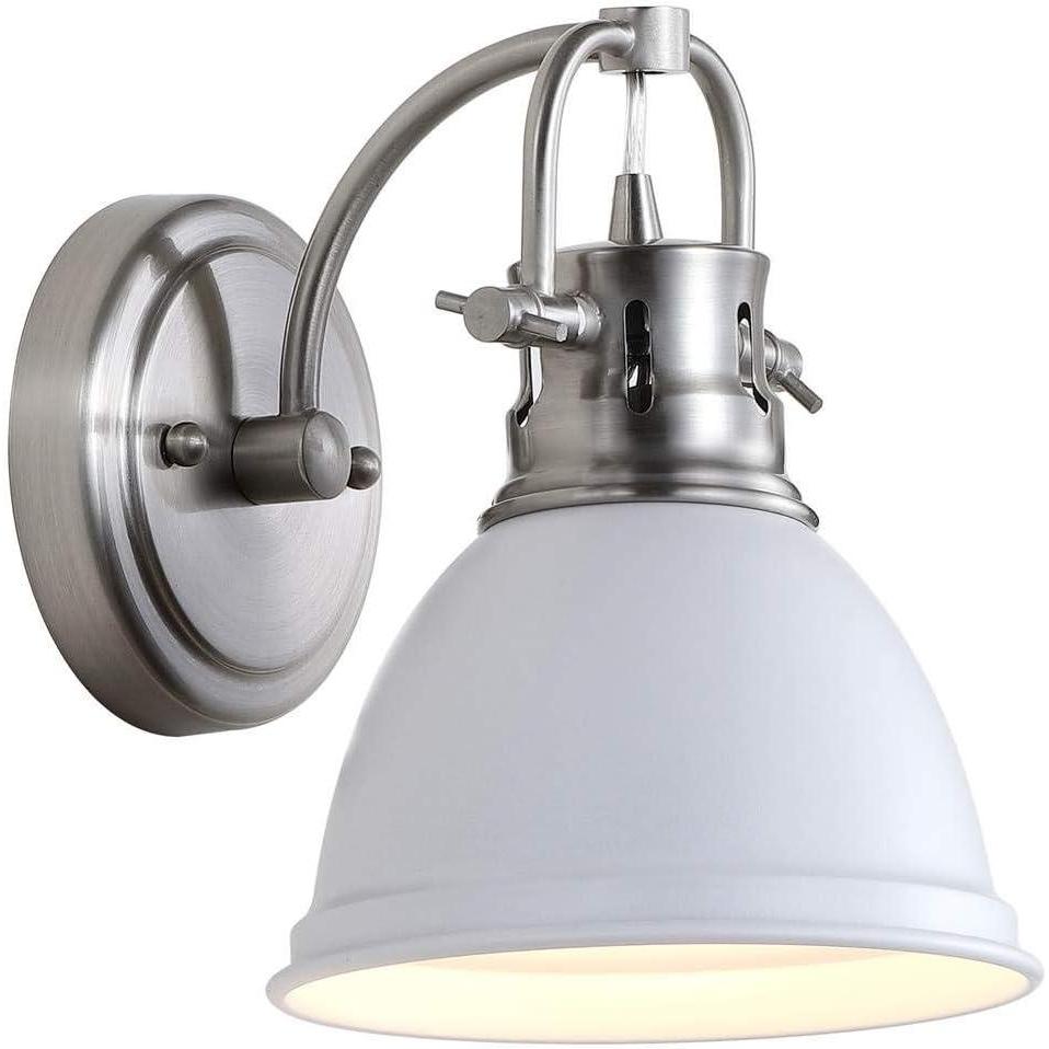image:imageSAFAVIEH SCN4053B Lighting Lawson Brush Nickel and White Bathroom LED Bulb Included SconceWhite