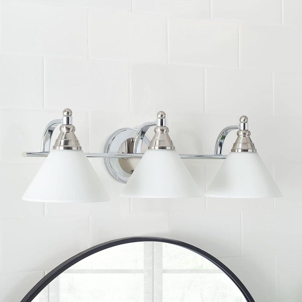 image:imageSAFAVIEH SCN4062A Panya 3Light Bronze and Chrome 7inch LED Bulbs Included Wall Sconce