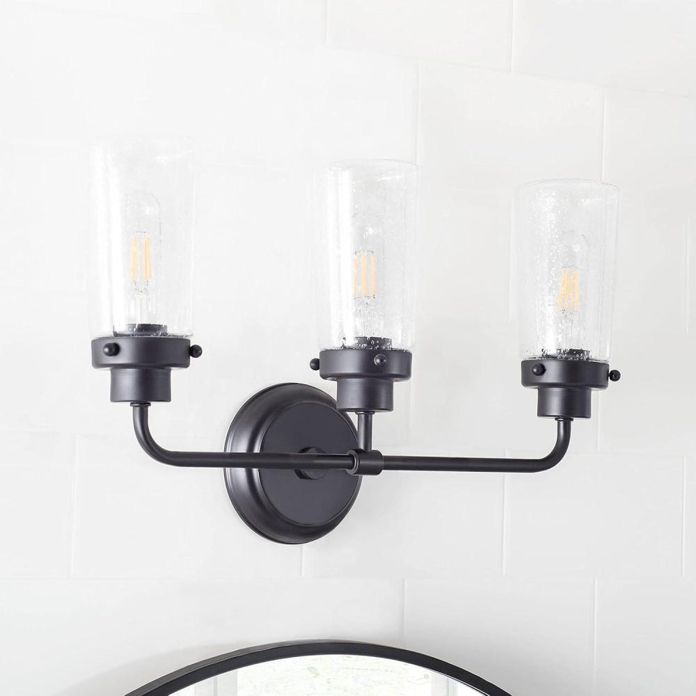 image:imageSafavieh Lighting Collection Derser Oil Rubbed Bronze 3Light Vanity Sconce LED Bulb Included