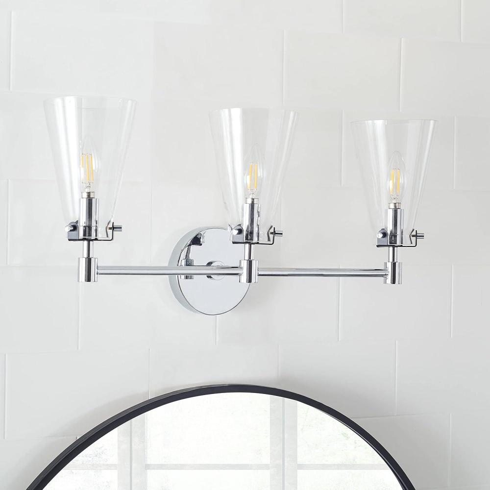 image:imageSafavieh Lighting Collection Lonsen Matte Black 3Light Vanity Sconce LED Bulb IncludedChrome Black