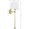 SAFAVIEH Lighting Collection Athene Brass/Clear Vertical Wall Sconce Set of 2 Light Fixture, with White Shade Ideal for Bathroom, Entryway, Vanity, Foyer, Hallway, Living Room (LED Bulbs Included)