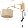 SAFAVIEH Lighting Collection Bramley Boho Coastal Natural Rattan/Brass USB Port Wall Sconce Set of 2(Natural/Brass)