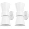 SAFAVIEH Lighting Collection Bynner Brass Modern Wall Sconce Set of 2 Light Fixture, Ideal for Bathroom, Entryway, Vanity, Foyer, Hallway, Living Room (LED Bulbs Included)(White)
