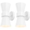 SAFAVIEH Lighting Collection Bynner Brass Modern Wall Sconce Set of 2 Light Fixture, Ideal for Bathroom, Entryway, Vanity, Foyer, Hallway, Living Room (LED Bulbs Included)(White)