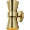 SAFAVIEH Lighting Collection Bynner Brass Modern Wall Sconce Set of 2 Light Fixture, Ideal for Bathroom, Entryway, Vanity, Foyer, Hallway, Living Room (LED Bulbs Included)(Brass)
