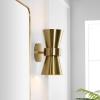 SAFAVIEH Lighting Collection Bynner Brass Modern Wall Sconce Set of 2 Light Fixture, Ideal for Bathroom, Entryway, Vanity, Foyer, Hallway, Living Room (LED Bulbs Included)(Brass)