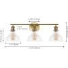 SAFAVIEH Lighting Collection Calyna Chrome/Clear 3-light Wall Sconce Light Fixture Ideal for Bathroom, Entryway, Vanity, Foyer, Hallway, Living Room (LED Bulbs Included)(Brass)