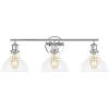 SAFAVIEH Lighting Collection Calyna Chrome/Clear 3-light Wall Sconce Light Fixture Ideal for Bathroom, Entryway, Vanity, Foyer, Hallway, Living Room (LED Bulbs Included)(Chrome)