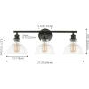 SAFAVIEH Lighting Collection Calyna Chrome/Clear 3-light Wall Sconce Light Fixture Ideal for Bathroom, Entryway, Vanity, Foyer, Hallway, Living Room (LED Bulbs Included)(Black)