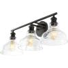 SAFAVIEH Lighting Collection Calyna Chrome/Clear 3-light Wall Sconce Light Fixture Ideal for Bathroom, Entryway, Vanity, Foyer, Hallway, Living Room (LED Bulbs Included)(Black)