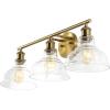 SAFAVIEH Lighting Collection Calyna Chrome/Clear 3-light Wall Sconce Light Fixture Ideal for Bathroom, Entryway, Vanity, Foyer, Hallway, Living Room (LED Bulbs Included)(Brass)