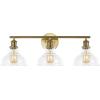 SAFAVIEH Lighting Collection Calyna Chrome/Clear 3-light Wall Sconce Light Fixture Ideal for Bathroom, Entryway, Vanity, Foyer, Hallway, Living Room (LED Bulbs Included)(Brass)