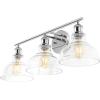 SAFAVIEH Lighting Collection Calyna Chrome/Clear 3-light Wall Sconce Light Fixture Ideal for Bathroom, Entryway, Vanity, Foyer, Hallway, Living Room (LED Bulbs Included)(Chrome)