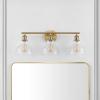 SAFAVIEH Lighting Collection Calyna Chrome/Clear 3-light Wall Sconce Light Fixture Ideal for Bathroom, Entryway, Vanity, Foyer, Hallway, Living Room (LED Bulbs Included)(Brass)