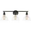 SAFAVIEH Lighting Collection Calyna Chrome/Clear 3-light Wall Sconce Light Fixture Ideal for Bathroom, Entryway, Vanity, Foyer, Hallway, Living Room (LED Bulbs Included)(Black)