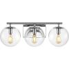 SAFAVIEH Lighting Collection Charlene Chrome/Clear Glass Globe Shade 3-Light Wall Sconce Light Fixture, Ideal for Bathroom, Entryway, Vanity Over Mirror, Foyer, Living Room (LED Bulbs Included)(Chrome)