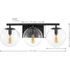 SAFAVIEH Lighting Collection Charlene Chrome/Clear Glass Globe Shade 3-Light Wall Sconce Light Fixture, Ideal for Bathroom, Entryway, Vanity Over Mirror, Foyer, Living Room (LED Bulbs Included)(Black)