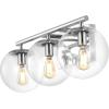 SAFAVIEH Lighting Collection Charlene Chrome/Clear Glass Globe Shade 3-Light Wall Sconce Light Fixture, Ideal for Bathroom, Entryway, Vanity Over Mirror, Foyer, Living Room (LED Bulbs Included)(Chrome)