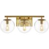 SAFAVIEH Lighting Collection Charlene Chrome/Clear Glass Globe Shade 3-Light Wall Sconce Light Fixture, Ideal for Bathroom, Entryway, Vanity Over Mirror, Foyer, Living Room (LED Bulbs Included)(Brass)