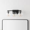 SAFAVIEH Lighting Collection Charlene Chrome/Clear Glass Globe Shade 3-Light Wall Sconce Light Fixture, Ideal for Bathroom, Entryway, Vanity Over Mirror, Foyer, Living Room (LED Bulbs Included)(Black)