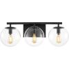 SAFAVIEH Lighting Collection Charlene Chrome/Clear Glass Globe Shade 3-Light Wall Sconce Light Fixture, Ideal for Bathroom, Entryway, Vanity Over Mirror, Foyer, Living Room (LED Bulbs Included)(Black)