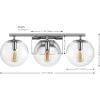 SAFAVIEH Lighting Collection Charlene Chrome/Clear Glass Globe Shade 3-Light Wall Sconce Light Fixture, Ideal for Bathroom, Entryway, Vanity Over Mirror, Foyer, Living Room (LED Bulbs Included)(Chrome)