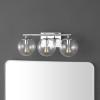 SAFAVIEH Lighting Collection Charlene Chrome/Clear Glass Globe Shade 3-Light Wall Sconce Light Fixture, Ideal for Bathroom, Entryway, Vanity Over Mirror, Foyer, Living Room (LED Bulbs Included)(Chrome)