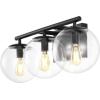 SAFAVIEH Lighting Collection Charlene Chrome/Clear Glass Globe Shade 3-Light Wall Sconce Light Fixture, Ideal for Bathroom, Entryway, Vanity Over Mirror, Foyer, Living Room (LED Bulbs Included)(Black)