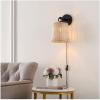 SAFAVIEH Lighting Collection Ciaran Boho Coastal Natural Rattan/Black Wall Sconce Set of 2(Natural/Black)