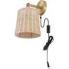 SAFAVIEH Lighting Collection Ciaran Boho Coastal Natural Rattan/Black Wall Sconce Set of 2(Natural/Brass)