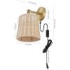 SAFAVIEH Lighting Collection Ciaran Boho Coastal Natural Rattan/Black Wall Sconce Set of 2(Natural/Brass)