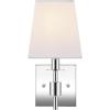 SAFAVIEH Lighting Collection Clauren Chrome Wall Sconce Set of 2 Light Fixture, with White Shade Ideal for Bathroom, Entryway, Vanity, Foyer, Hallway, Living Room (LED Bulbs Included)(Chrome)