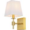 SAFAVIEH Lighting Collection Clauren Chrome Wall Sconce Set of 2 Light Fixture, with White Shade Ideal for Bathroom, Entryway, Vanity, Foyer, Hallway, Living Room (LED Bulbs Included)(Brass)