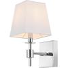 SAFAVIEH Lighting Collection Clauren Chrome Wall Sconce Set of 2 Light Fixture, with White Shade Ideal for Bathroom, Entryway, Vanity, Foyer, Hallway, Living Room (LED Bulbs Included)(Chrome)