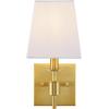 SAFAVIEH Lighting Collection Clauren Chrome Wall Sconce Set of 2 Light Fixture, with White Shade Ideal for Bathroom, Entryway, Vanity, Foyer, Hallway, Living Room (LED Bulbs Included)(Brass)