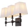 SAFAVIEH Lighting Collection Clelia Black 3-Light Wall Sconce Light Fixture, with White Shade Ideal for Bathroom, Entryway, Vanity, Foyer, Hallway, Living Room (LED Bulbs Included)(Black)