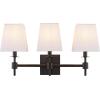 SAFAVIEH Lighting Collection Clelia Black 3-Light Wall Sconce Light Fixture, with White Shade Ideal for Bathroom, Entryway, Vanity, Foyer, Hallway, Living Room (LED Bulbs Included)(Black)