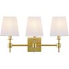 SAFAVIEH Lighting Collection Clelia Black 3-Light Wall Sconce Light Fixture, with White Shade Ideal for Bathroom, Entryway, Vanity, Foyer, Hallway, Living Room (LED Bulbs Included)(Brass)
