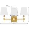 SAFAVIEH Lighting Collection Clelia Black 3-Light Wall Sconce Light Fixture, with White Shade Ideal for Bathroom, Entryway, Vanity, Foyer, Hallway, Living Room (LED Bulbs Included)(Brass)
