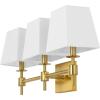 SAFAVIEH Lighting Collection Clelia Black 3-Light Wall Sconce Light Fixture, with White Shade Ideal for Bathroom, Entryway, Vanity, Foyer, Hallway, Living Room (LED Bulbs Included)(Brass)