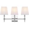 SAFAVIEH Lighting Collection Clelia Black 3-Light Wall Sconce Light Fixture, with White Shade Ideal for Bathroom, Entryway, Vanity, Foyer, Hallway, Living Room (LED Bulbs Included)(Chrome)